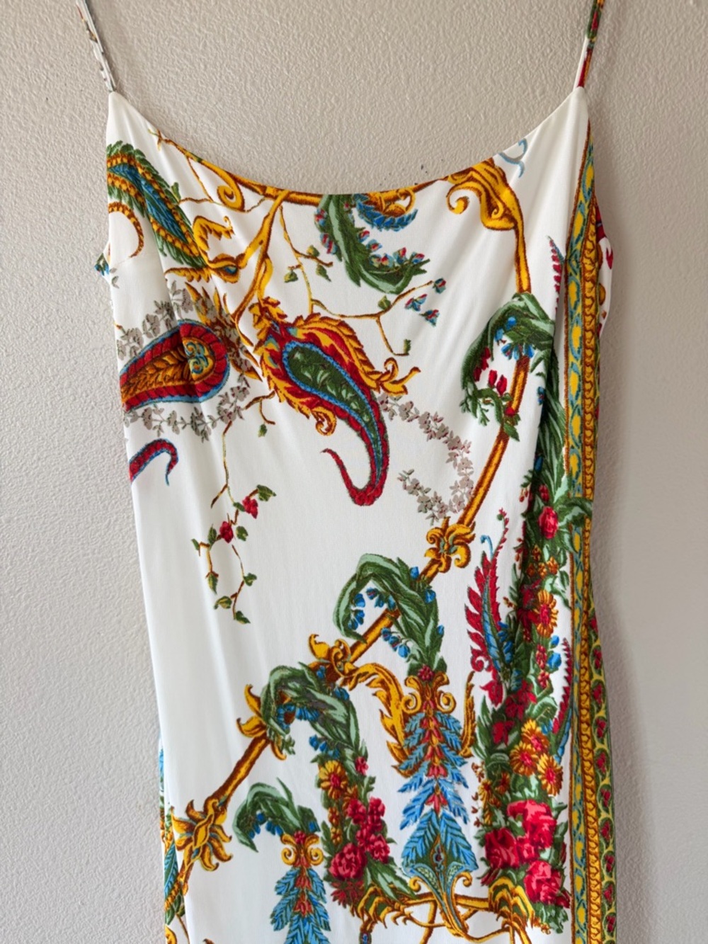 Yigal Azrouel Designer White Floral Paisley Slip Mediterranean Midi Dress - Picture 2 of 7